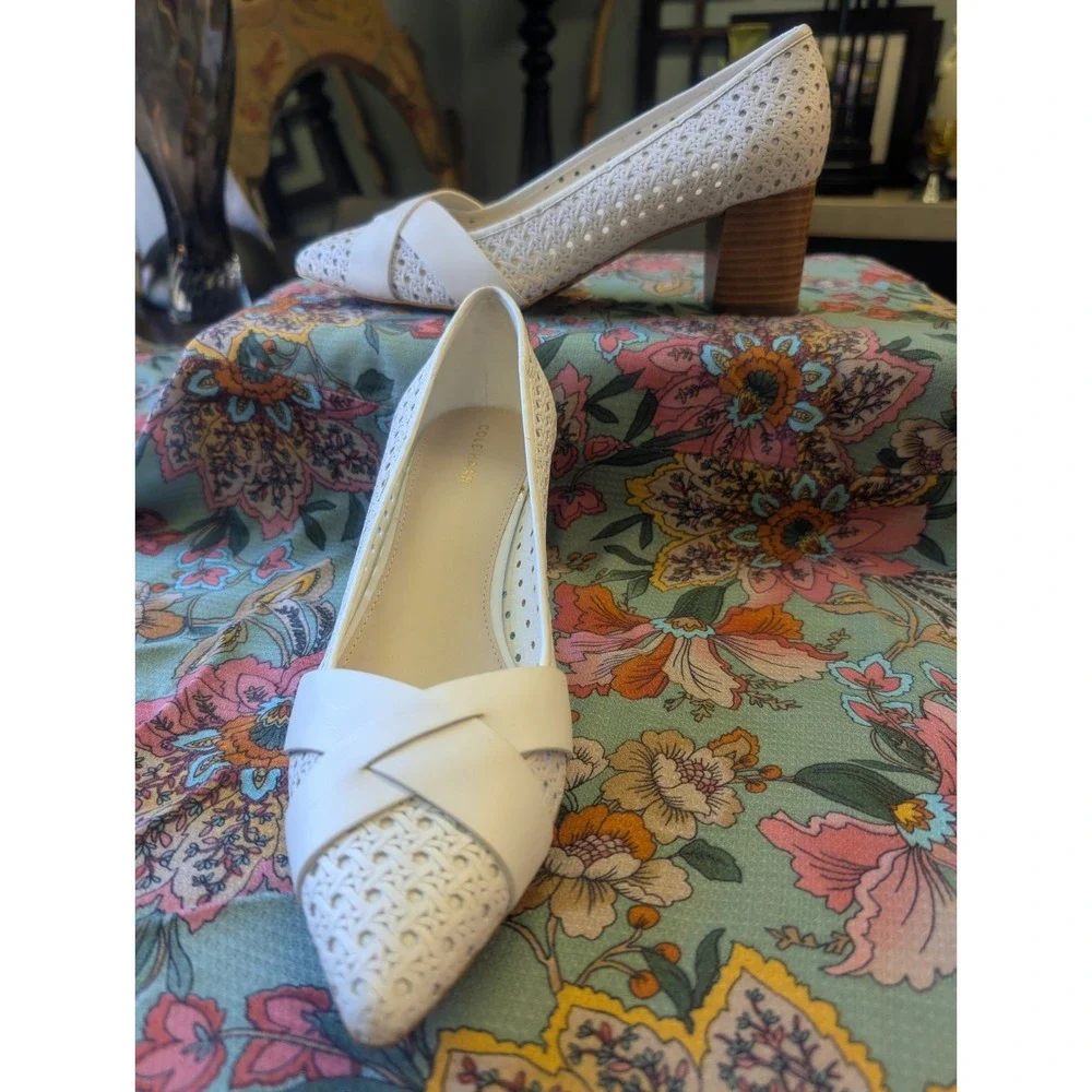 NEW Cole Haan 10 'Carlee' Block Heel Pumps In Optic White